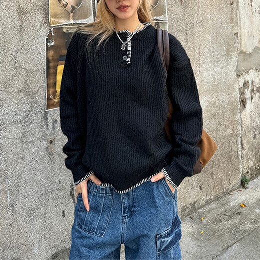 Fei Ramie American Retro 2025 Autumn and Winter Knitted Sweaters for Men and Women Loose Casual Lazy Style Henry Collar Sweater Trendy Green M