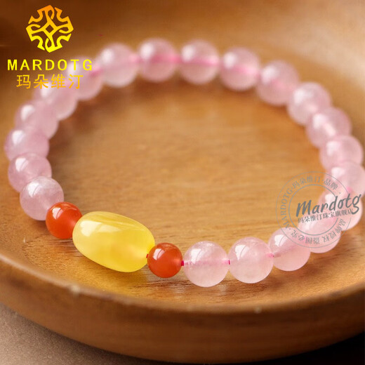 MARDOTG Madagascar Ice Pink Crystal Bracelet Simple Crystal Bracelet Women's Jewelry 8mm
