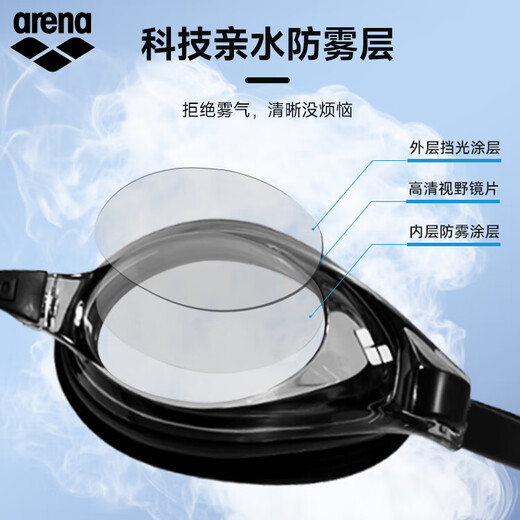 Arena swimming goggles high-definition anti-fog swimming goggles for men and women, universal, comfortable, professional large-frame flat waterproof swimming goggles, imported classic model 340 black