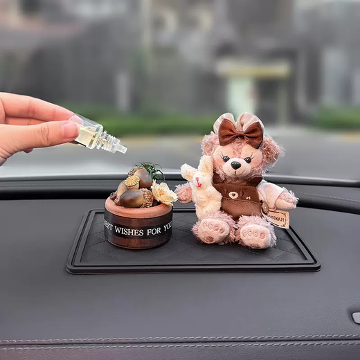 Yusenyi Shirley Rose Duffy Car Interior Decorations Aromatherapy Ornaments 2025 New Car Decorations Car Center Console Instrument Panel (Purchase Level Pick Sweet Face) Caramel Rose-Brown Duffy-Successful Fruits Free 2 Bottles of Perfume 1g