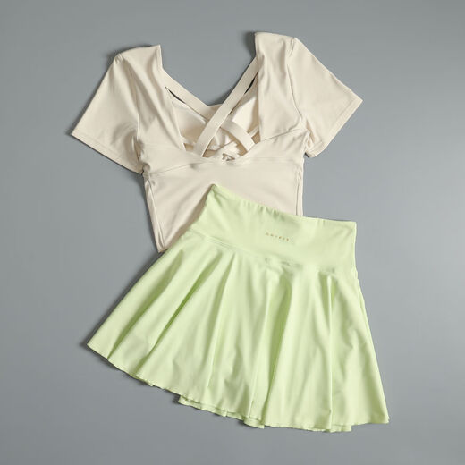 Badminton sports suit for women in summer, high-looking Pilates yoga suit, running quick-drying fitness back short-sleeved rouge powder + cherry blossom pink S