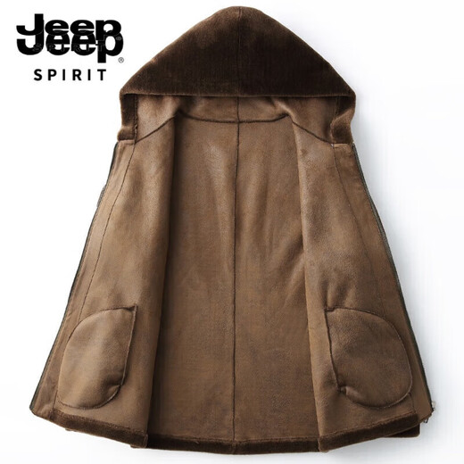 Jeep (JEEP) de una sola pieza de piel de cordero para hombre, chaqueta de cuero genuino con capucha para motocicleta, chaqueta corta de piel de oveja, abrigo de visón, chaqueta de cuero genuino de estilo militar para hombre, ranking top ten M/165