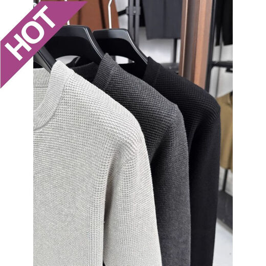 AX Armani off-size pineapple pattern Henry collar sweater men's spring and autumn new fashion casual cotton texture dark gray M 165 ((recommended 100-120)