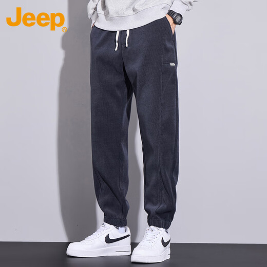 Jeep (JEEP) pants men's autumn and winter corduroy casual pants sweatpants men's loose sports leggings trousers blue gray L
