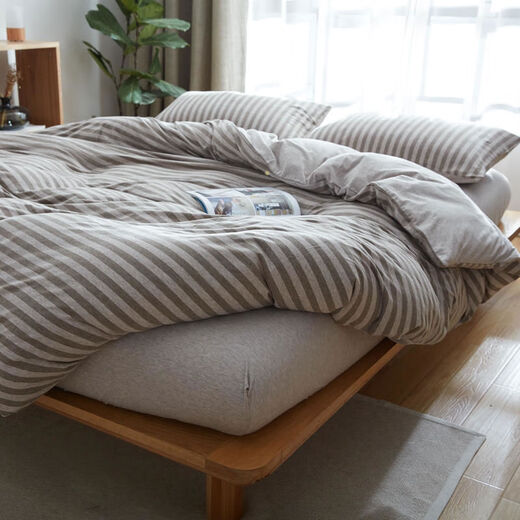 Yusenyi baby underwear fabric, super soft knitted cotton, pure cotton quilt cover, single piece Tianzhu cotton single product fitted sheet, custom-made medium coffee, medium strip, individual quilt cover 150*200cm