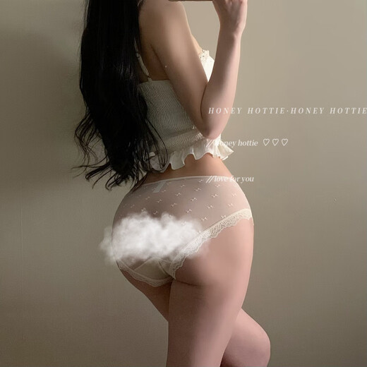Universal White Moon Beauty French Panties Girls Sexy Lace Pure Desire Briefs Breathable Girls Pure Black One Size