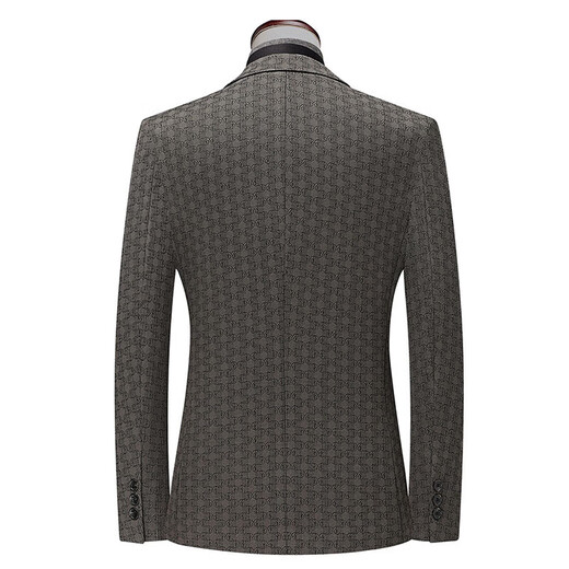 BOSS trendy jacquard casual blazer men's autumn and winter high-end brand men's slim single-piece suit top coffee color M 170