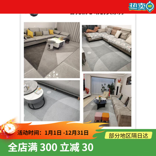 素野地毯客厅2024新款轻奢沙发地垫免洗可擦房间卧室家用茶几毯厚 现代15601 200*300cm升级加厚款易打理