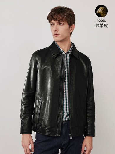 Navigare итальянская овчина черная повседневная кожаная куртка мужская новая кожаная куртка с лацканами темно-ночная черная S