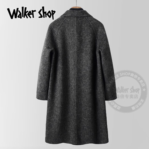 Walker Shop毛呢大衣2025秋季新款双面羊毛大衣男中长款双排扣风衣时尚外套男 混灰色 XL 150-175斤【卡码往小拍】