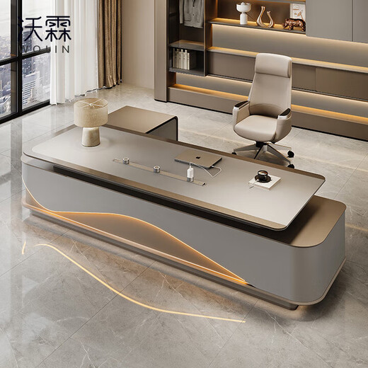E0 level environmentally friendly light luxury boss desk modern desk president chairman high-end executive desk table and chair combination 2.4m boss table double cabinet