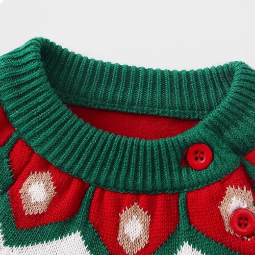 British NEXT OIC baby Christmas jumpsuit autumn and winter plus velvet boy baby knitted red harem one-year-old dress red 66cm