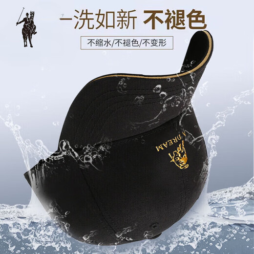 Larren Paul Men's Hat Pure Cotton Spring and Autumn New Trendy Brand Baseball Cap Women's Fashion Casual Versatile Sun Visor Cap Spring and Autumn Cap Calf Style - Black (Gold Thread Embroidery)