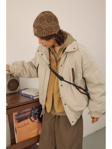 OCTOPUSME Loose, Versatile, Windproof and Warm Original Winter Couple Pocket Jacket, Green Gray L 165/88A