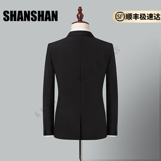 Shanshan Light Luxury Brand Men's Suit Notch Lapel Slit Slim Business Casual Suit Men Black 2XL 180