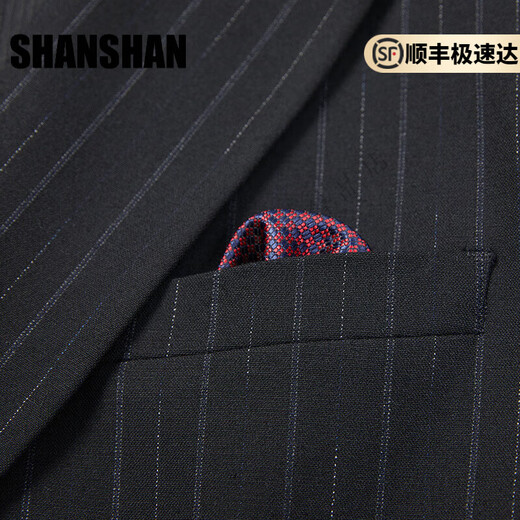 Shanshan (SHANSHAN) light luxury brand 2025 new men's suit suit business slim fashion comfortable suit suit for men black stripes L 175/48