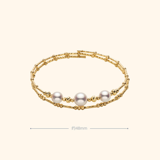 Helas Hera Akoya seawater pearl bracelet sparkling 18K gold bracelet double-layer elastic bracelet female birthday gift regular version recommended for hand circumference 14cm or less 32cm