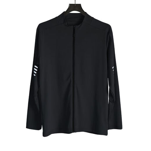 American fitness clothes men's sports long-sleeved cycling jacket quick-drying slim stretch running training zipper cardigan gray M M size recommended 100-120 Jin Jin equals 0.5 kg