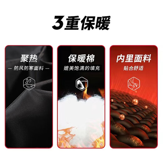 Pull back cotton coat men's winter thickened mid-length coat men's hooded warm cotton jacket cold-proof cotton coat black L