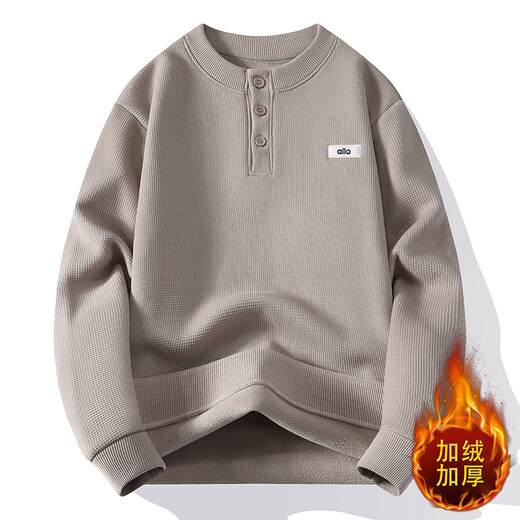 Pierre Cardin sweater men's solid color bottoming sweater Henry collar loose winter thickened warm youth 2025 new sweater off-white M