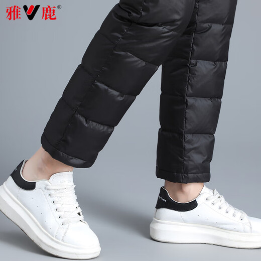 Yalu Down Pants Women's Outerwear Slimming 2025 Winter New Thickened Casual Straight High Waist Warm Women's Straight Trousers Black L