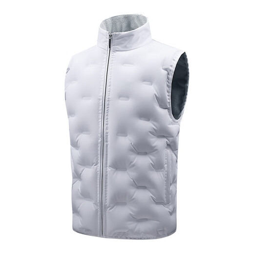 New autumn and winter outdoor riding windproof and rainproof down plus velvet vest warm flow inflatable warm vest for men white M