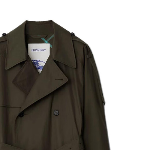 博柏利（BURBERRY）新年礼物BurbrrySS23纯色翻领双排扣系带插肩宽松长款长袖风衣男 水獭棕色男女同款 均码 42
