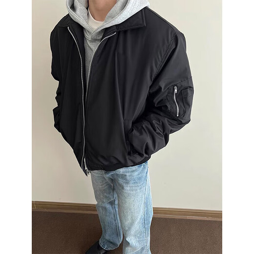 Navy American style flight jacket men's spring and autumn trendy style cleanfit short lapel jacket Navy blue upgraded version 90% of buyers choose S Recommended 90-100Jin Jin equals 0.5 kg