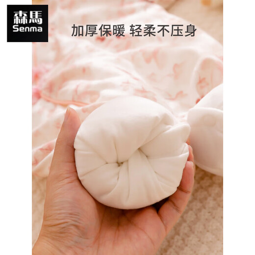 Semir children's newborn baby jumpsuit, autumn and winter padded clothes, romper, baby girl, Chinese style clothes, going out clothes, winter clothes, Huawu pink 120g 52cm