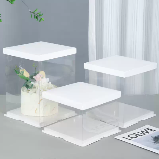 Yusenyi transparent birthday cake box packaging box internet celebrity 68 inch 1012 inch double layer heightened disposable Barbie translucent blue translucent blue 12 inch single layer 34x34x18 fifty sets
