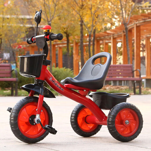Children's tricycle bicycle with push handle baby stroller child bicycle bicycle 1-3-6 years old stroller _Classic wheel red
