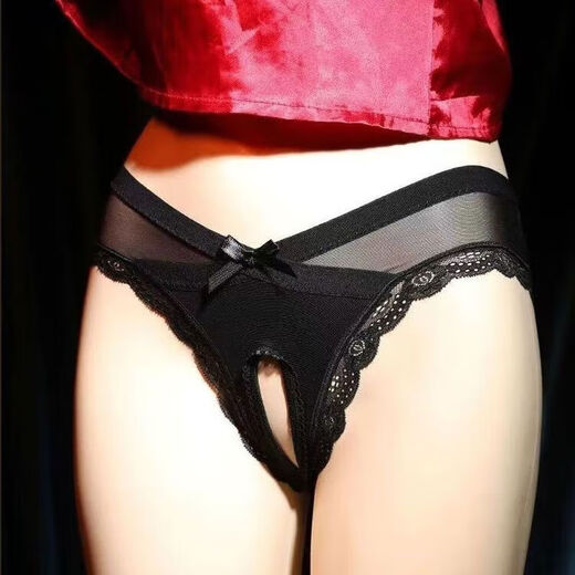 Universal couple shorts, passionate open crotch pants, thong with holes, sexy mesh, super hot thong underwear, women's lace, no need to put on and take off, black, M recommendation: 80100Jin Jin is equal to 0.5kg