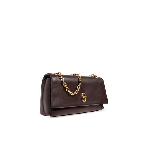 MARC JACOBS women's chain wallet can be carried on the shoulder, large-capacity inner pocket, zippered hidden pocket structure, stiff dark brown, brown TU
