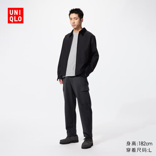 Uniqlo men's and women's same style washed loose casual workwear nine-point pants 25 autumn and winter new style 479964 479964/09 black L