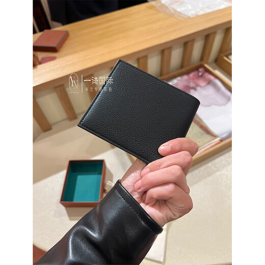 Loro Piana/Noyo Piana LP men's bag Extra wallet black calfskin bi-fold short flip card bag 2026 new black regular