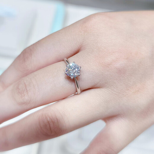 I Do platinum PT950 diamond ring for women classic six prongs 1 carat cultivated diamond ring proposal wedding ring gift for wife classic six prongs 50 points diamond opening adjustable