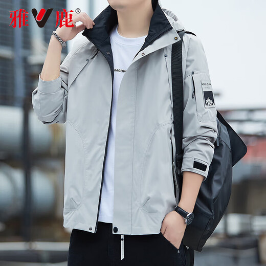 Yalu Jacket Men's Spring and Autumn 2025 New Windproof and Waterproof Jacket Mountaineering Wear Loose Workwear Casual Jacket Men Black XL