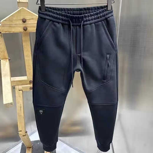 Heilan House (HLA) trendy design fashionable sports pants for boys in autumn and winter, versatile elastic waist workwear, casual ankle pants, black, high quality, XL, recommended 130-145Jin Jin equals 0.5 kg