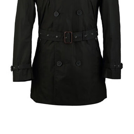 BURBERRY solid color lapel double-breasted belted windbreaker men's black black S