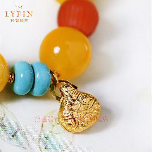 La Yun Feiyin Beeswax Bracelet for Women 10mm Original Design Southern Red Agate Accessory Gold Swallowing Beast Bracelet as a Gift for Girlfriend 10mm (with Certificate)