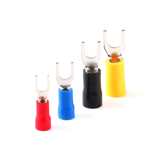 YourCeeSV terminal block forked wire nose copper nose cold-pressed U-shaped pre-insulated crimping lug wire connector wiring nose SV3.5-4_Black No Specifications