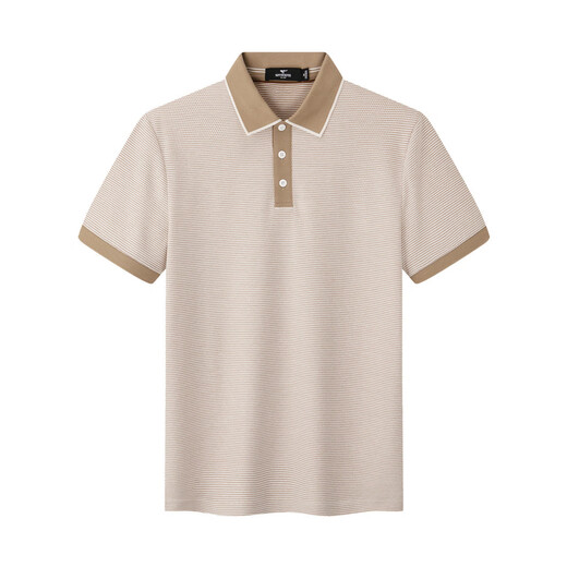 
Seven Wolf [Easy to take care of] Short-sleeved POLO summer new two-color interwoven jacquard cotton blend short-sleeved comfort top 702 (dark apricot color) L 170/88A