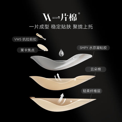 A piece of cotton breast patch, summer silicone breast patch, push-up invisible bra for women's wedding dress, skin color travel bag, thin A cup