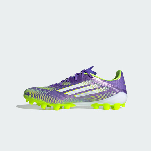 Adidas F50 LEAGUE artificial turf 2G/3G AG ultra-light customized short spike football shoes Adidas purple/white/bright lemon yellow (recommended to choose a half size larger) 40