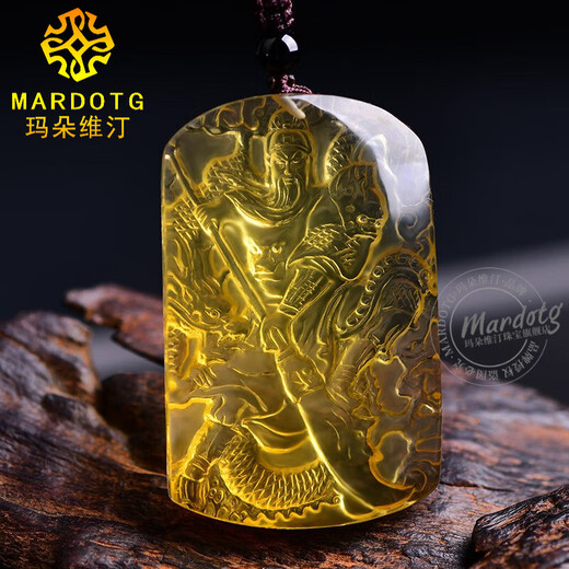 MARDOTG citrine pendant Guan Gong men's necklace Wu Wealth God Guan Yu amulet animal year pendant