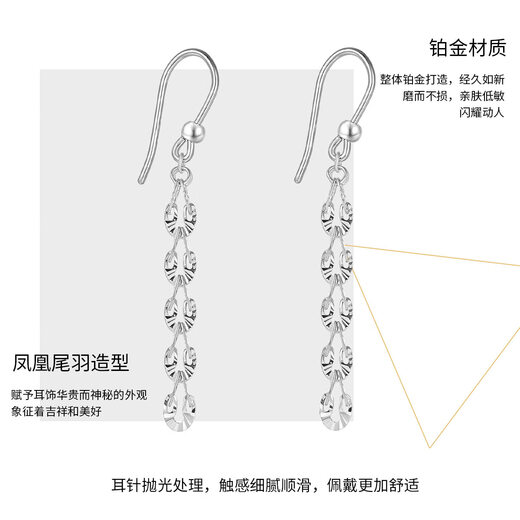 Wanfulong Platinum PT950 Sparkling Earrings Earrings Platinum Jewelry Earrings Earrings Sparkling Earrings as Birthday Gifts for Girlfriend Platinum PT950 Earrings 2.21g