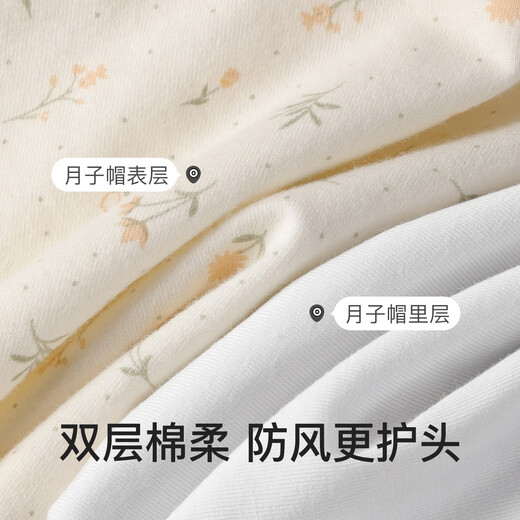 Yatemao postpartum confinement hat, autumn and winter thin fashionable and cute cotton maternity hat and headscarf, postpartum headband supplies for women, Oreo polka dot confinement hat + headscarf combination 607/608