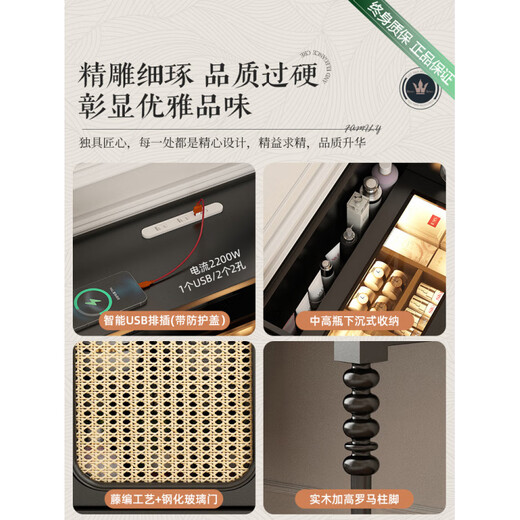 Fat Donglai's same style French retro dressing table for bedroom, mid-century style home wall-mounted solid wood legs, American black dressing table glass, 1.2m solid wood dressing table + round stool, retro high-end black + five-proof skin-feel cabinet, tempered glass countertop + countertop touch light x door-to-door installation