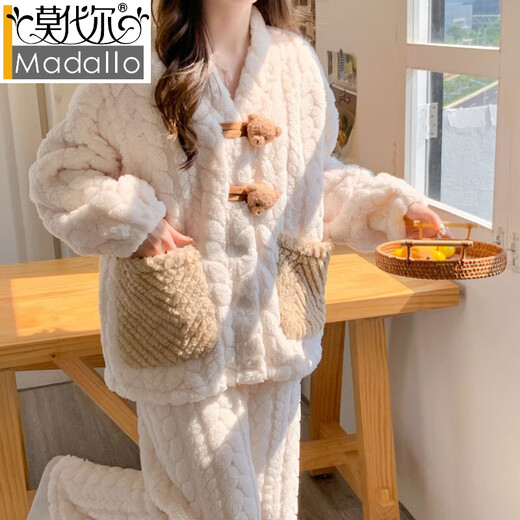 
Modal winter coral velvet confinement clothes for winter postpartum pregnant women pajamas for women spring and autumn and winter style for postpartum mother breastfeeding 9925 three-dimensional bear head L