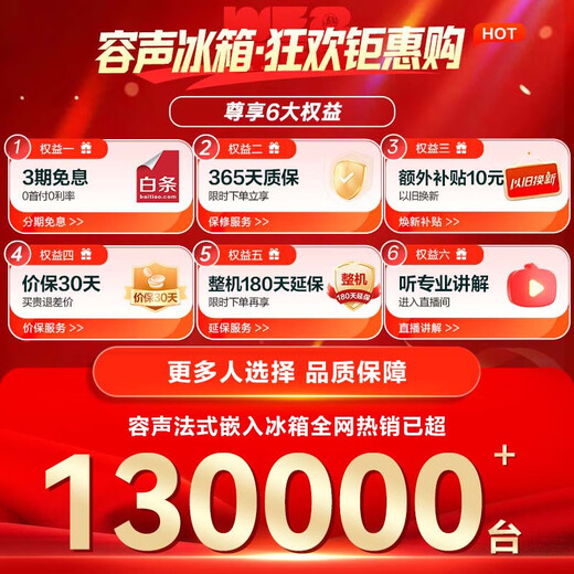 Rongsheng 517-liter double-clean French multi-door four-door ultra-thin zero-embedded refrigerator household first-class energy efficiency air-cooled frost-free energy-saving BCD-517WD2MPQLA white national subsidy